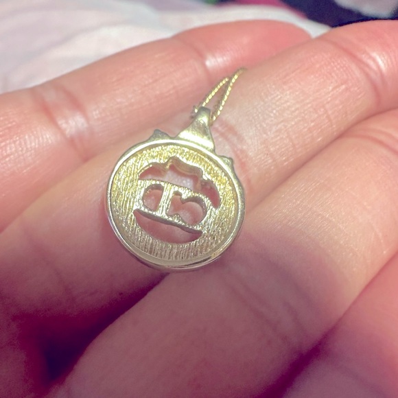 DIOR - Christian Dior CD Logo Stone Gold Tone Pendant Necklace - Picture 12 of 13